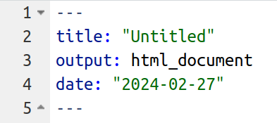 Yaml matter at the top of a .Rmd file